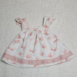 Catherine Malandrino Butterfly Pink / White / Gold Baby Dress Size 12 Months